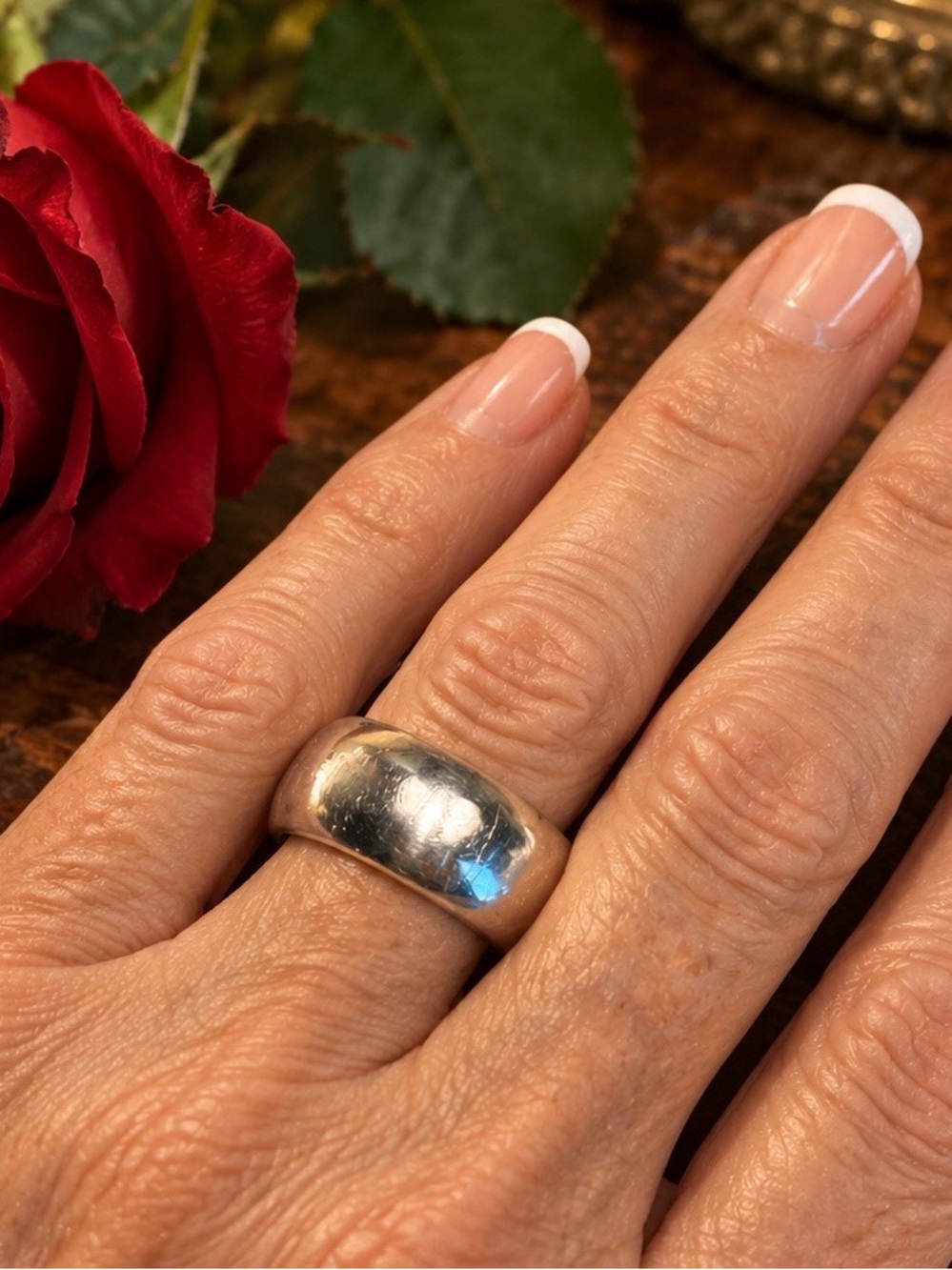 Classic Wide Silver Sterling Band Ring - Size 10